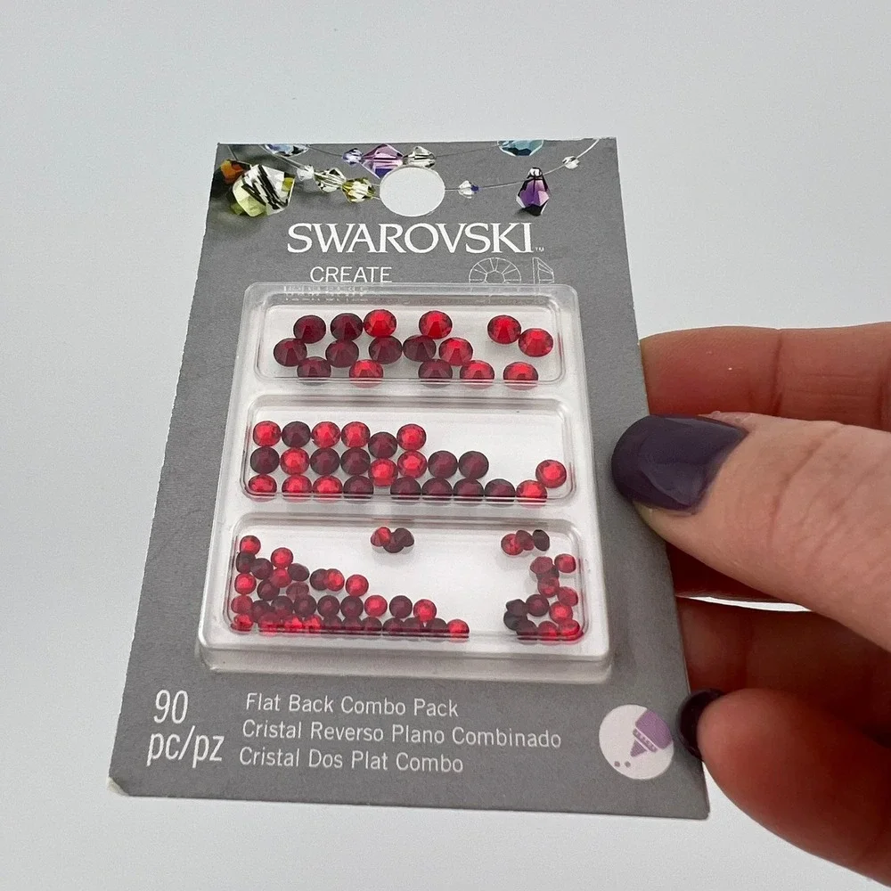 Swarovski Siam Light Siam Flat Back Rhinestones 90pc Red Combo